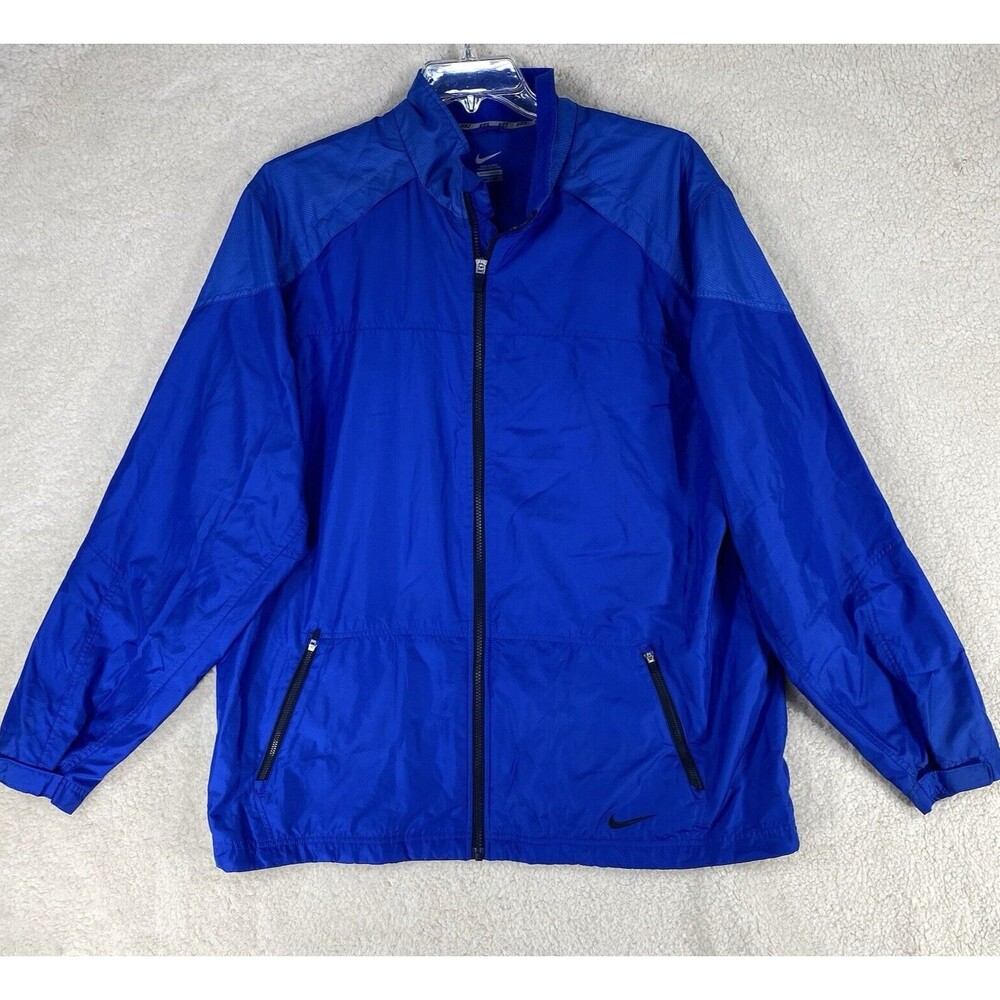 Nike Jacket Mens Xxl Blue Vent Windbreaker Full Zip 90s Y2k Retro Track Golfing